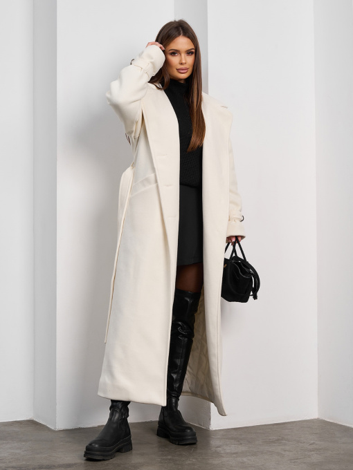 Пальто з утеплювачем ISSA Plus модель 15377_молочный Фото