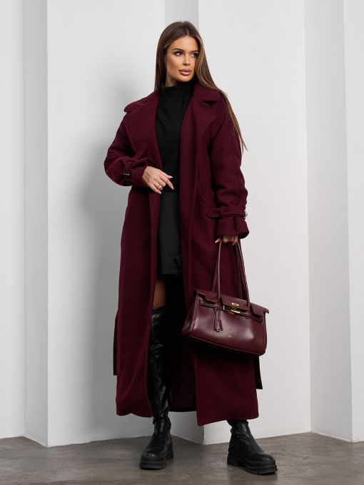 Пальто з утеплювачем ISSA Plus модель 15377_темно-бордовый Фото