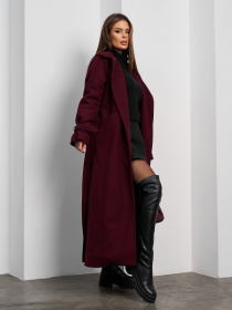 Пальто з утеплювачем ISSA Plus модель 15377_темно-бордовый Пальто з утеплювачем ISSA Plus модель 15377_темно-бордовый Фото