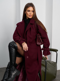 Пальто з утеплювачем ISSA Plus модель 15377_темно-бордовый Пальто з утеплювачем ISSA Plus модель 15377_темно-бордовый Фото