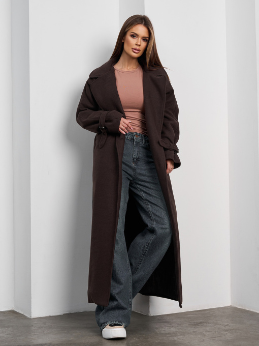 Пальто з утеплювачем ISSA Plus модель 15377_темно-коричневый Фото