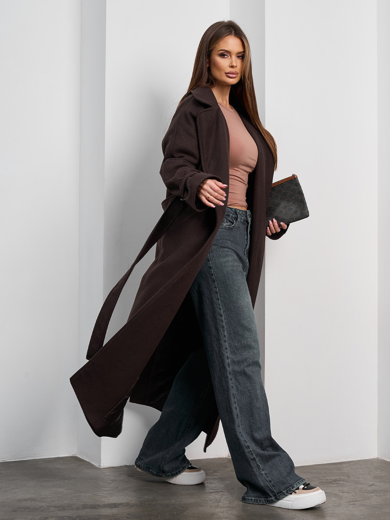 Пальто с утеплителем ISSA Plus модель 15377_темно-коричневый Фото