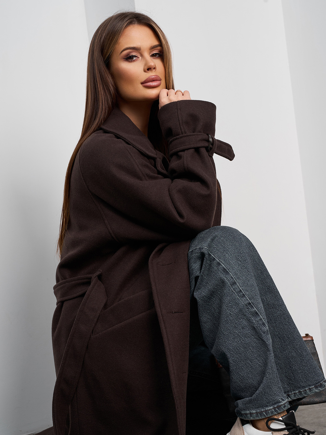 Пальто с утеплителем ISSA Plus модель 15377_темно-коричневый Фото