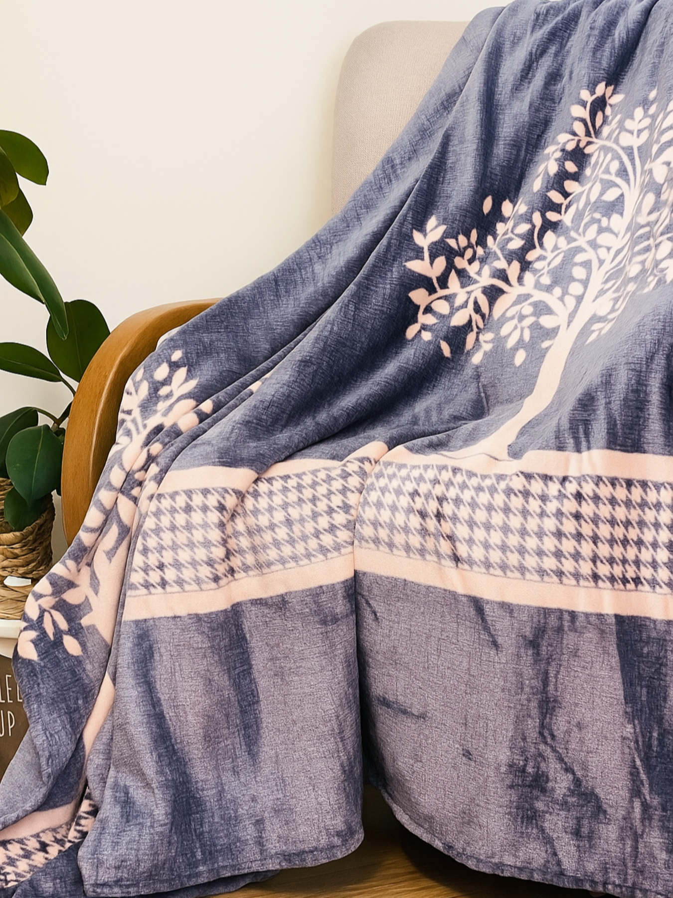 Покрывало Well Soft деревья на тёмно-синем цвете Ecotton модель 23497 Фото