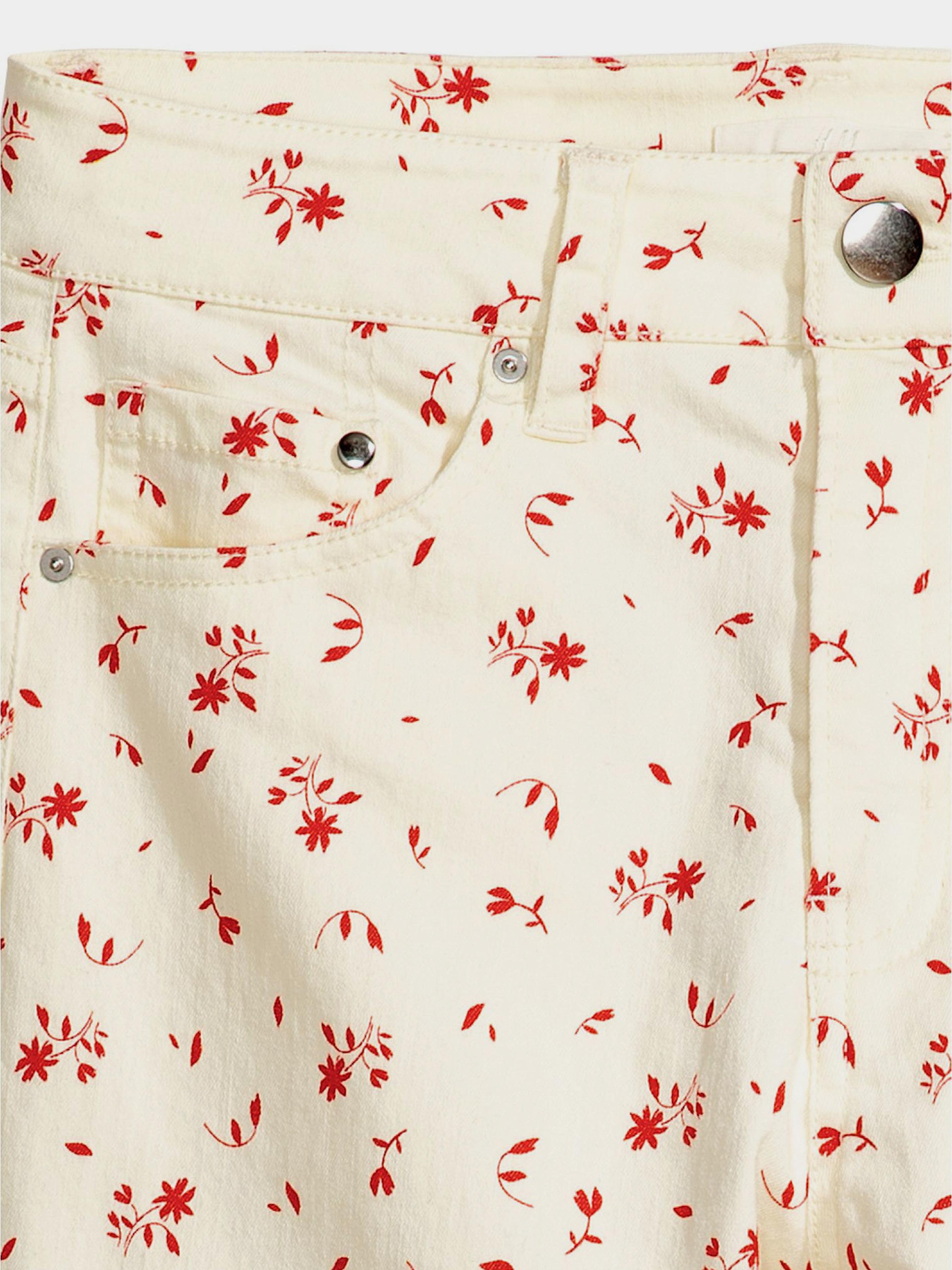 Скіні джинси H&M модель 5428466RP21_молочный в цветы Фото