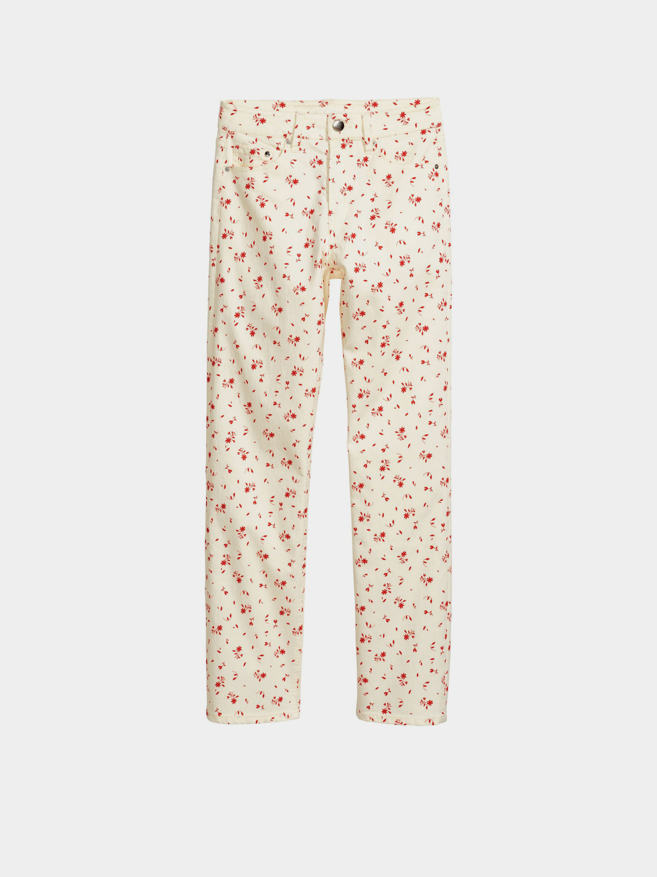 Скіні джинси H&M модель 5428466RP21_молочный в цветы Фото