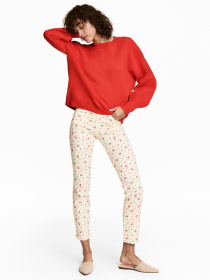 Скіні джинси H&M модель 5428466RP21_молочный в цветы Фото