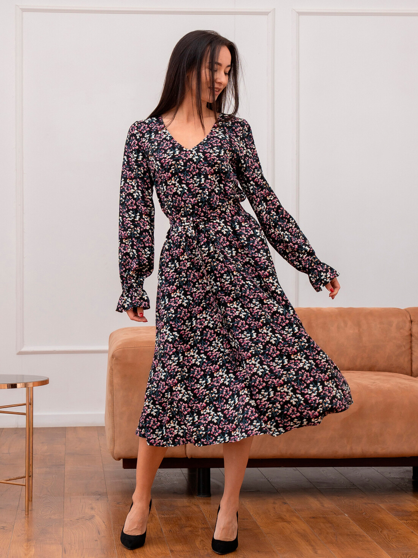 Платье макси RiMari модель 0924-chornij-z-rozhevim Фото