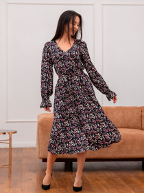 Платье макси RiMari модель 0924-chornij-z-rozhevim Фото