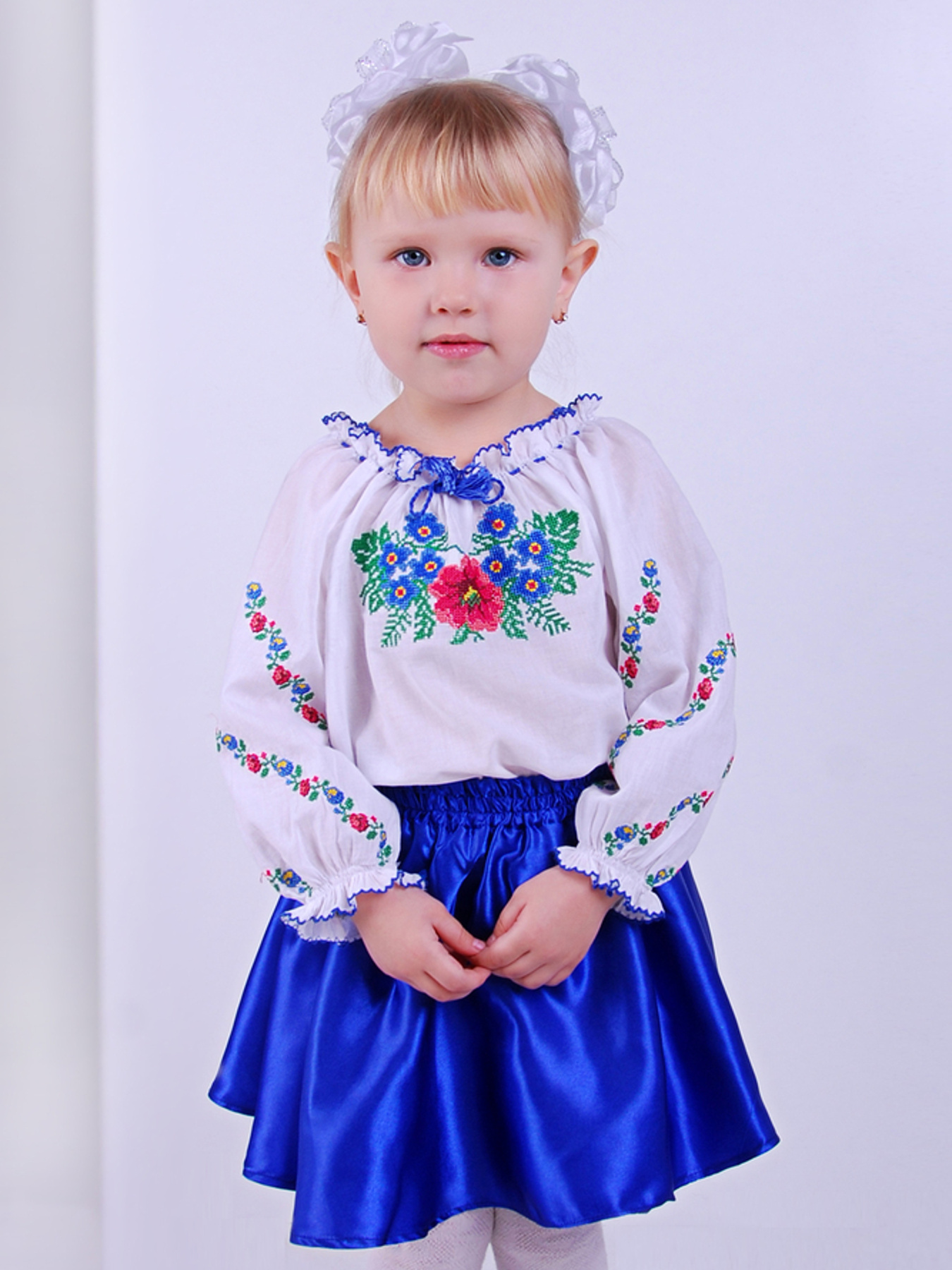 Вышитая рубашка Folk Moda модель fm3084-blij Фото