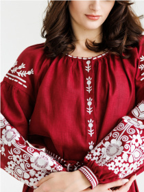 Вышитое платье Folk Moda модель fm2925-bordovj Фото