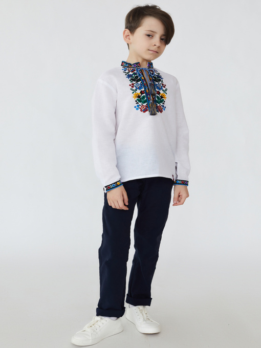 Вышитая рубашка Folk Moda модель fm2818-blij Фото