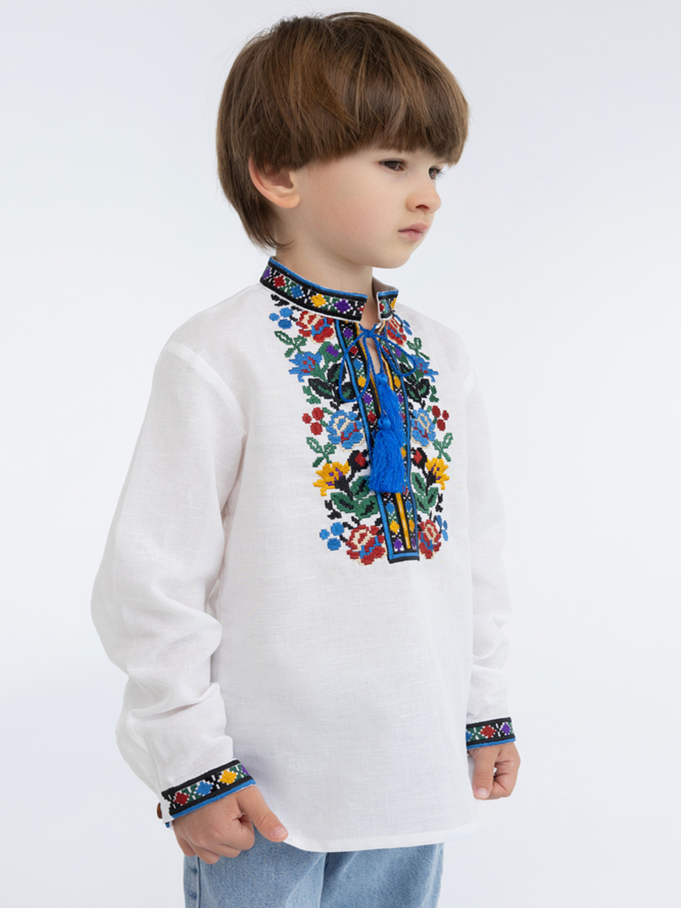 Вышитая рубашка Folk Moda модель fm2818-blij Фото