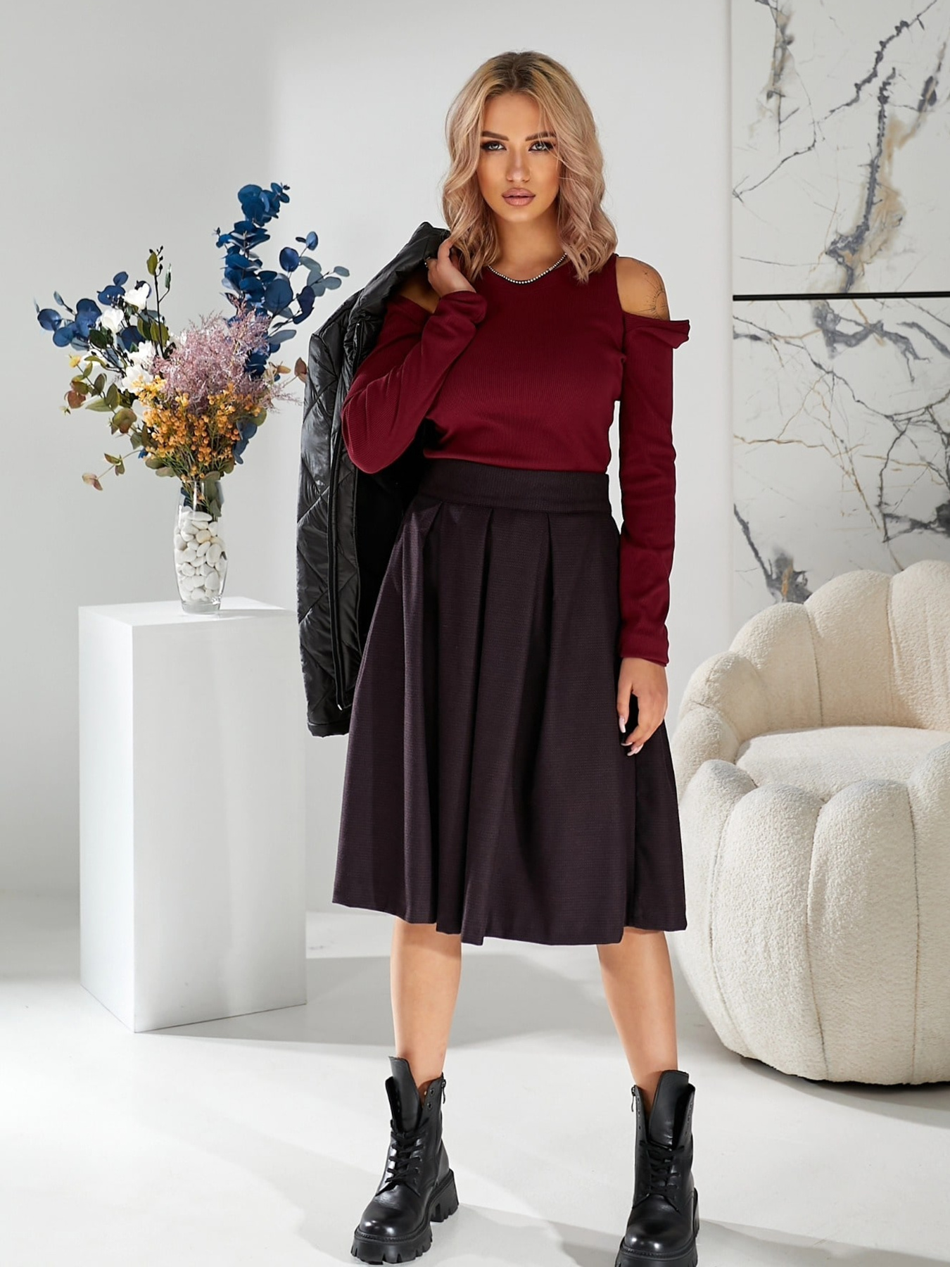 Юбка миди LadyLike модель ll72660058-bordovj Фото