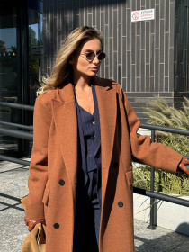 Жіноче подовжене двобортне пальто WOGUE, Гірчиця Milirud (mil574) модель mil574-grchicq Фото