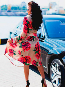 Платье миди Milirud модель mil302-bezhevij Платье миди Milirud модель mil302-bezhevij Фото