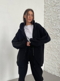 Повседневный костюм Milirud модель mil550-chornij Повседневный костюм Milirud модель mil550-chornij Фото