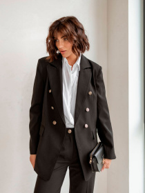 Деловой костюм Milirud (піджак + брюки) модель mil524-chornij Фото