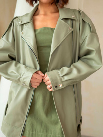 Куртка кожаная Milirud модель mil535-olivkovij Куртка кожаная Milirud модель mil535-olivkovij Фото