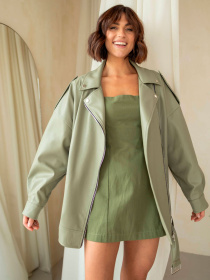 Куртка кожаная Milirud модель mil535-olivkovij Куртка кожаная Milirud модель mil535-olivkovij Фото