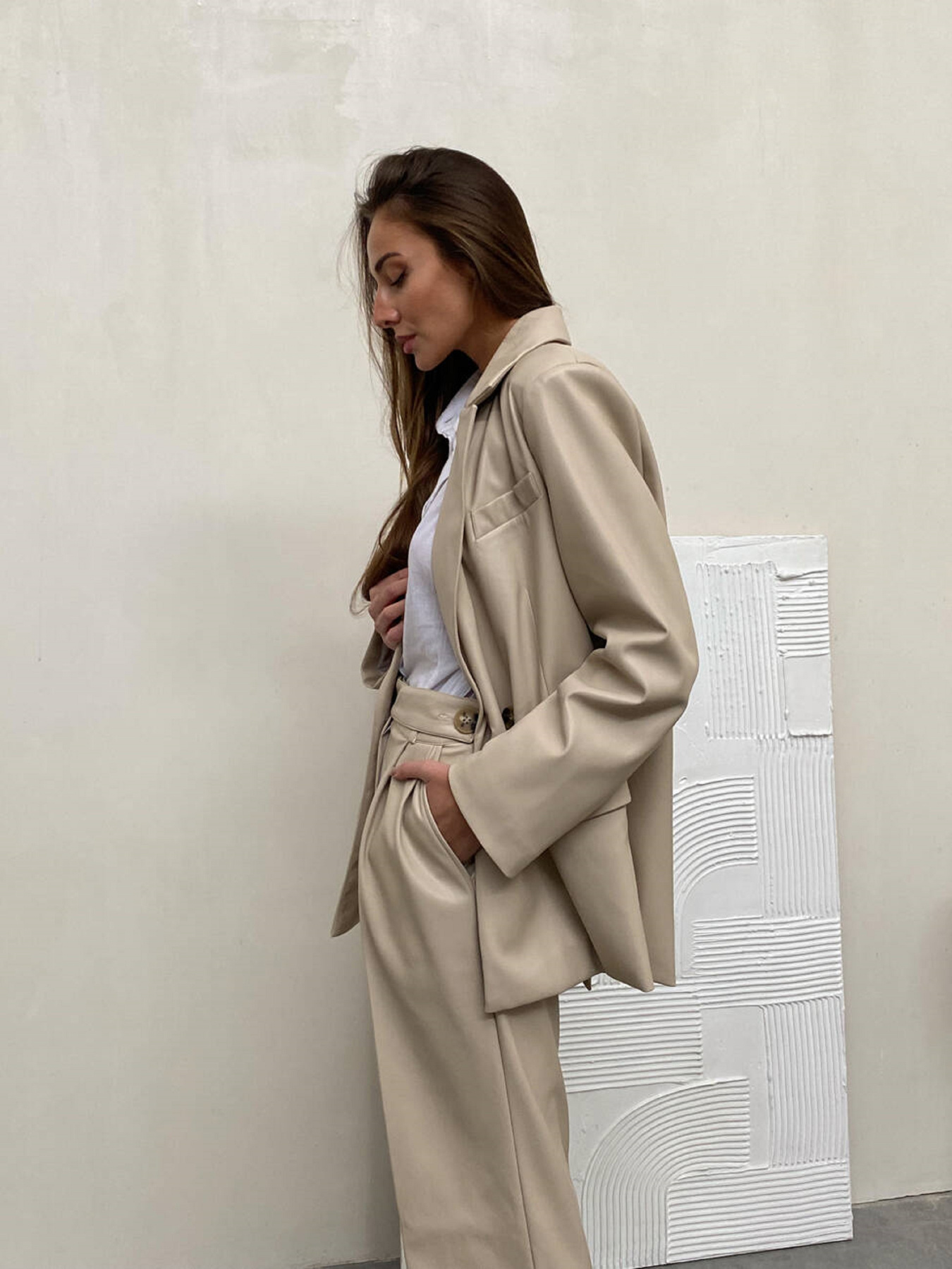 Деловой костюм Milirud модель mil484-bezhevij Фото