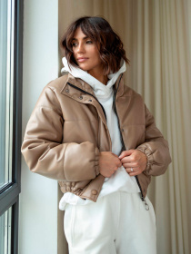 Шкіряна куртка Milirud модель mil353-kapuchino Шкіряна куртка Milirud модель mil353-kapuchino Фото