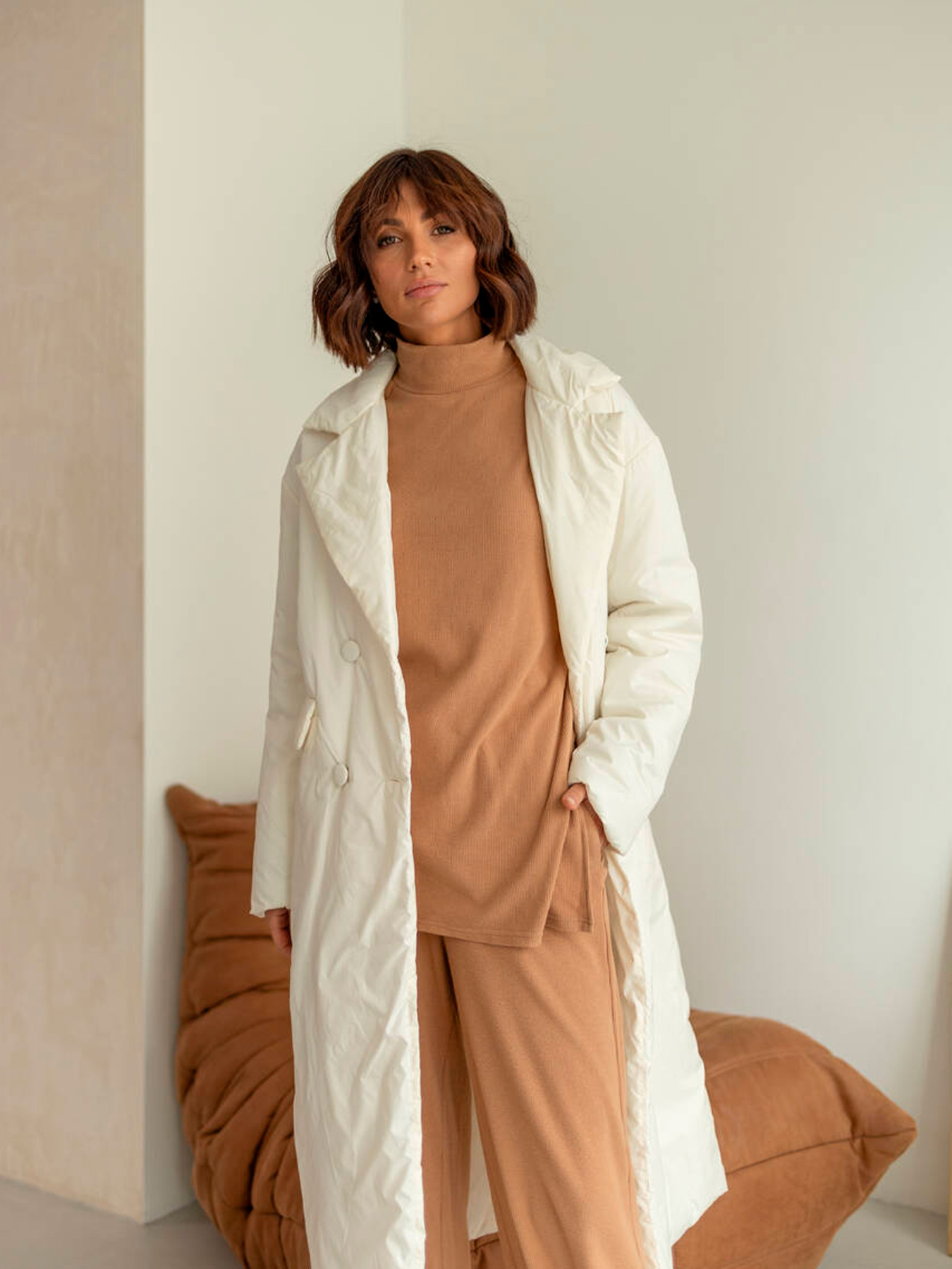 Пальто с утеплителем Milirud модель mil486-molochnij Фото