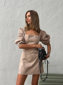 Платье мини Milirud модель mil468-bezhevij Платье мини Milirud модель mil468-bezhevij Фото