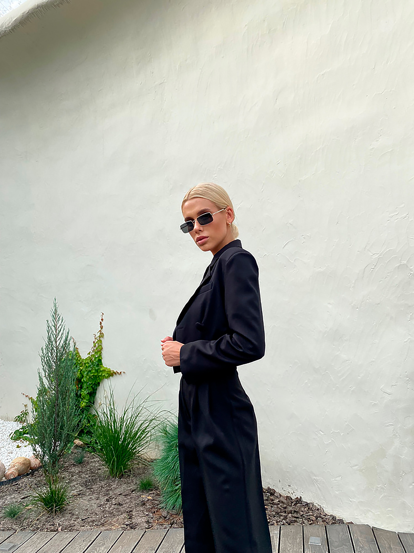 Костюм Milirud (кроп-жакет + брюки палаццо) модель mil458-chornij Фото