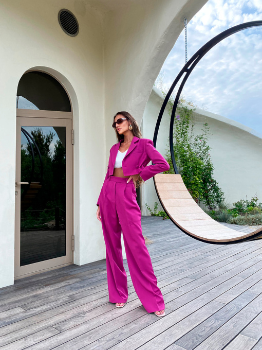 Костюм Milirud (кроп-жакет + брюки палаццо) модель mil458-fuksq Фото