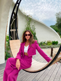 Повседневный костюм Milirud (кроп-жакет + брюки палаццо) модель mil458-fuksq Фото