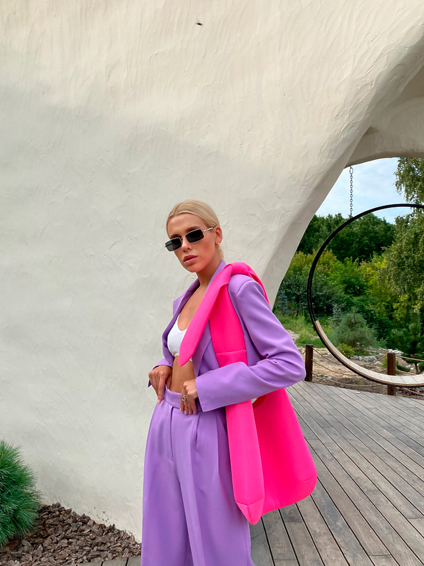 Костюм Milirud (кроп-жакет + брюки палаццо) модель mil458-lavanda Фото