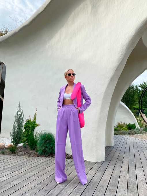 Повседневный костюм Milirud (кроп-жакет + брюки палаццо) модель mil458-lavanda Фото