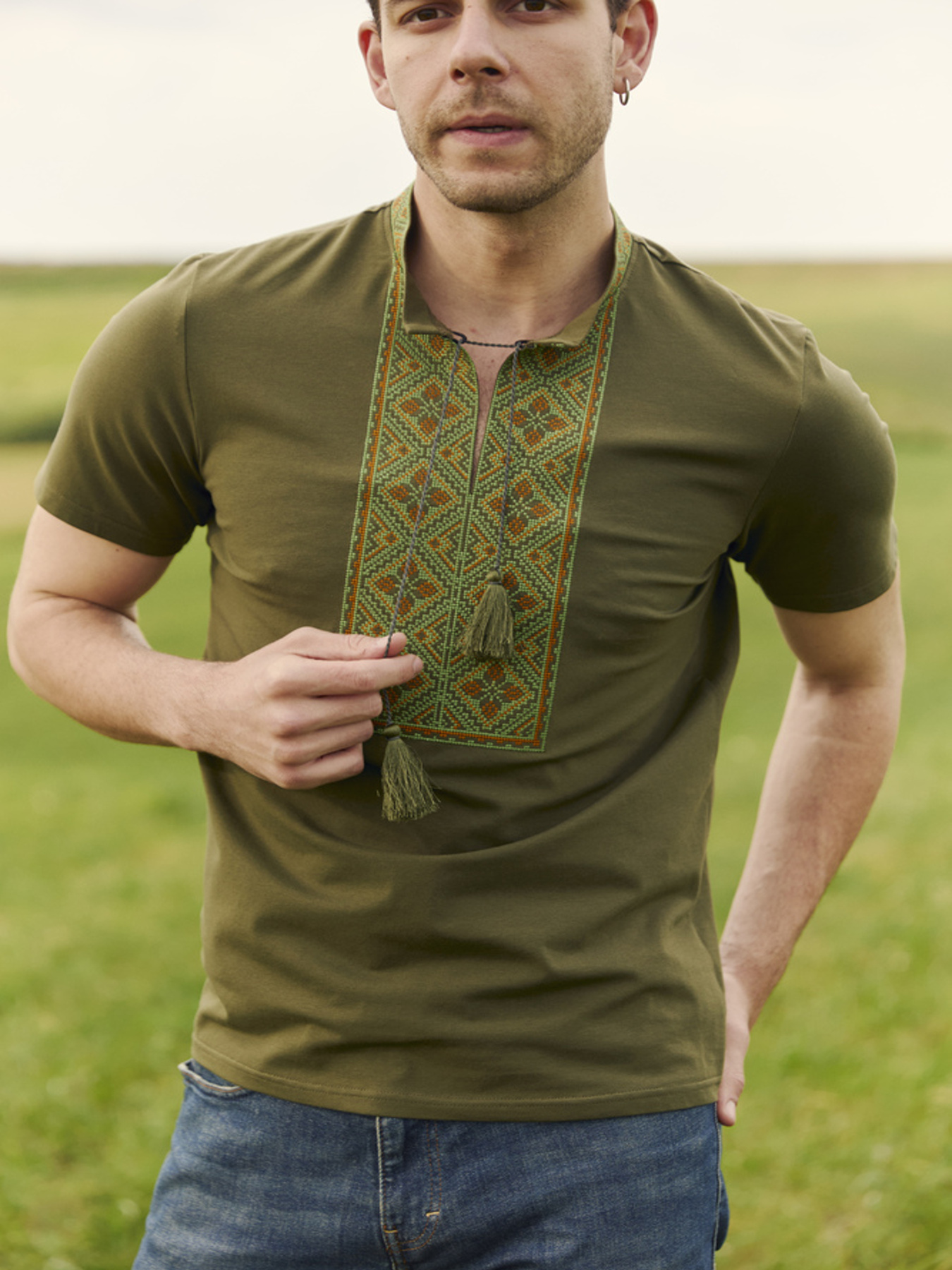 Вышитая рубашка Folk Moda модель fm3053-hak Фото