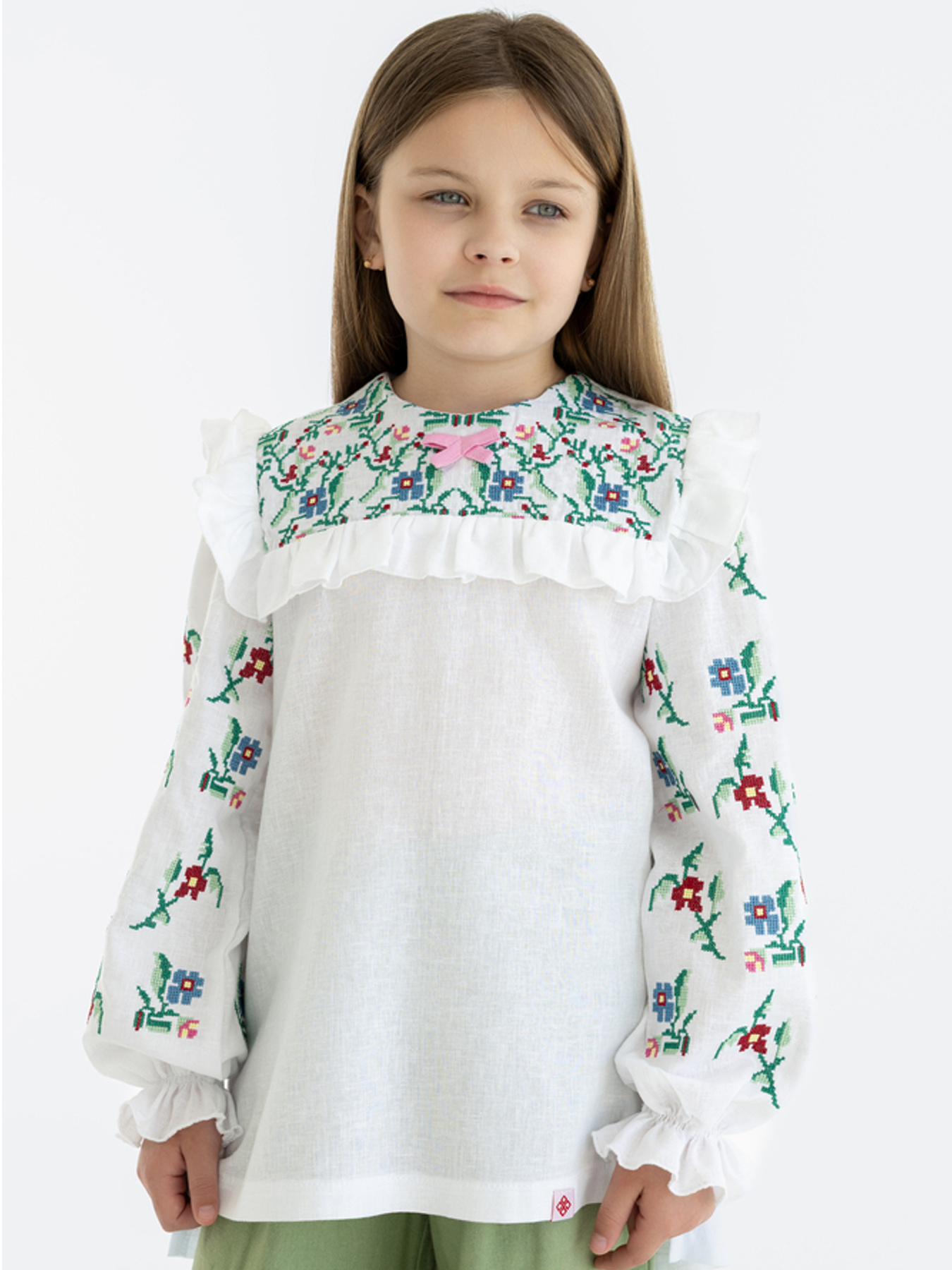 Вышитая рубашка Folk Moda модель fm3040-blij Фото