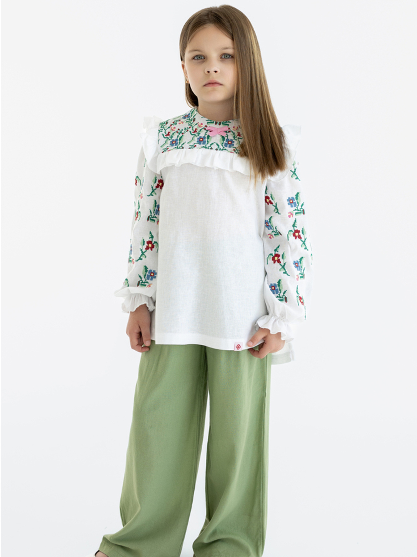 Вышитая рубашка Folk Moda модель fm3040-blij Фото