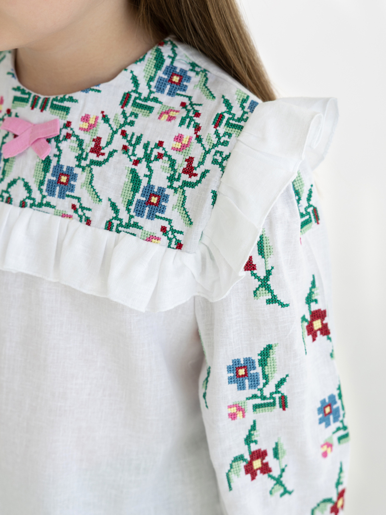 Вышитая рубашка Folk Moda модель fm3040-blij Фото