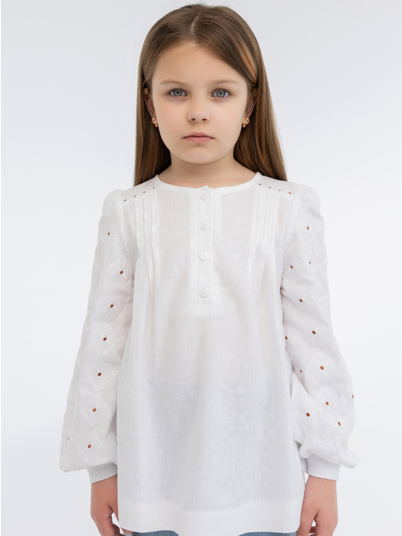 Вышитая рубашка Folk Moda модель fm3033-blij Фото