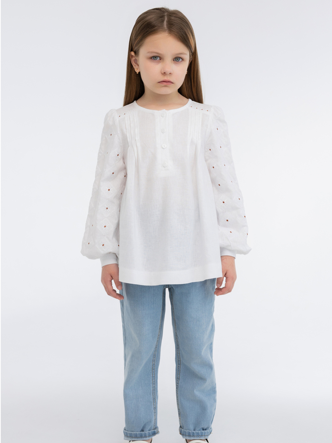 Вышитая рубашка Folk Moda модель fm3033-blij Фото