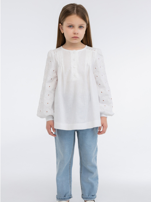 Вышитая рубашка Folk Moda модель fm3033-blij Фото