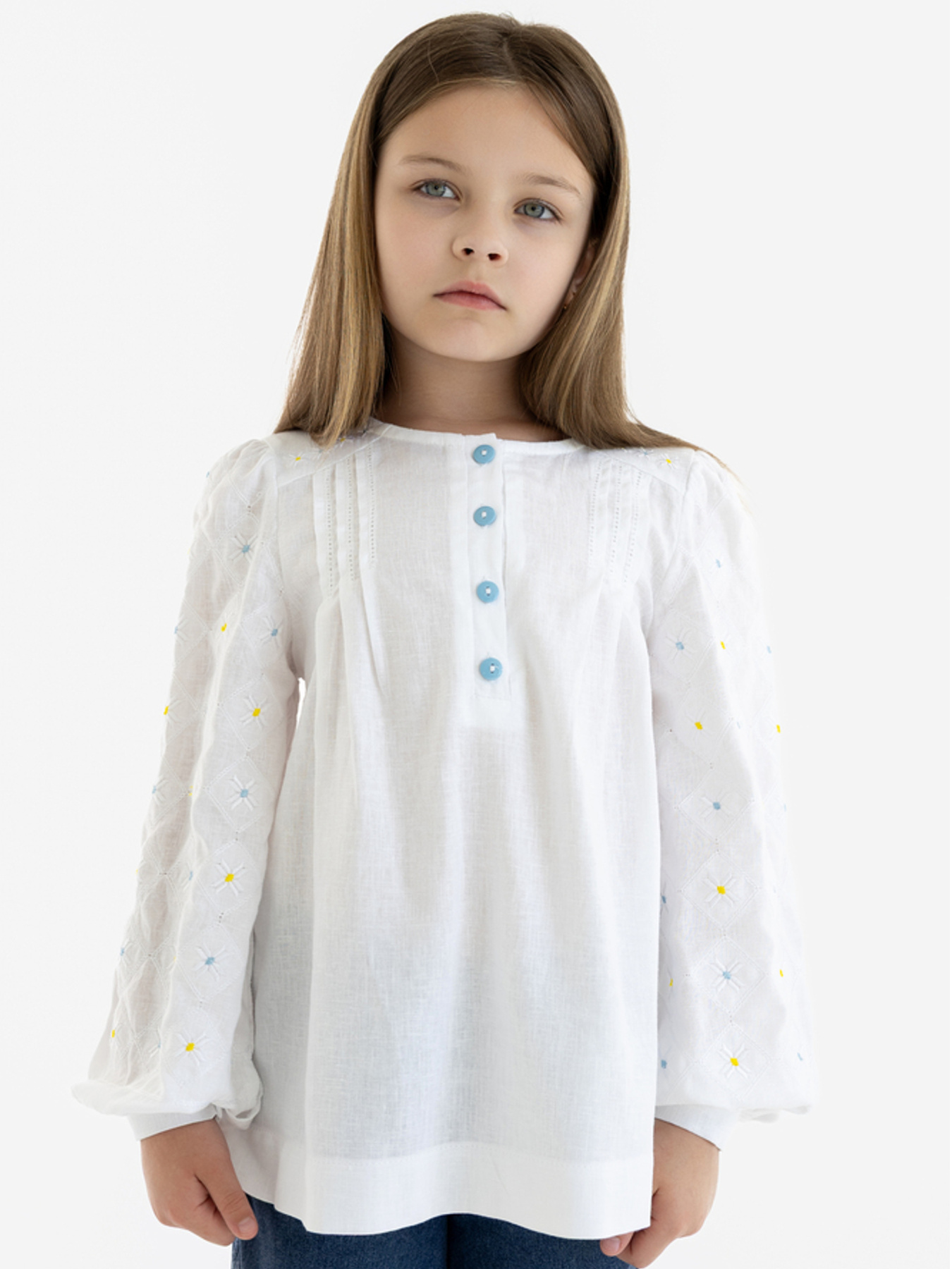 Вышитая рубашка Folk Moda модель fm3034-blij Фото