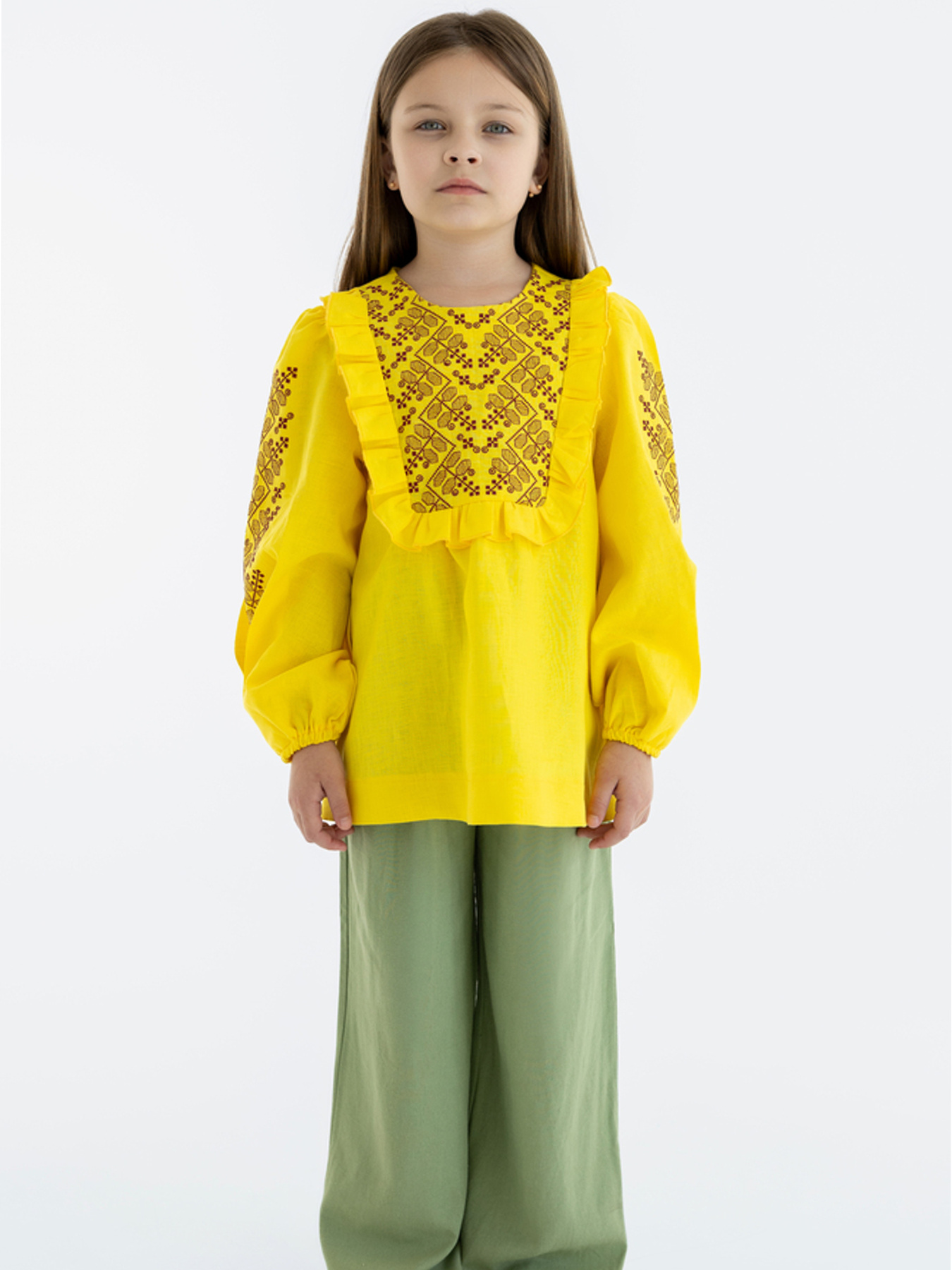 Вышитая рубашка Folk Moda модель fm3027-zhovtij Фото