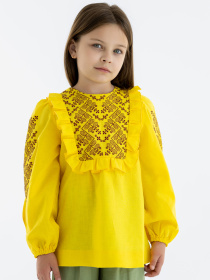 Вышитая рубашка Folk Moda модель fm3027-zhovtij Фото