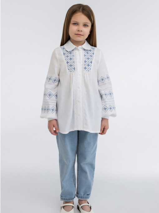 Вышитая рубашка Folk Moda модель fm3029-blij Фото