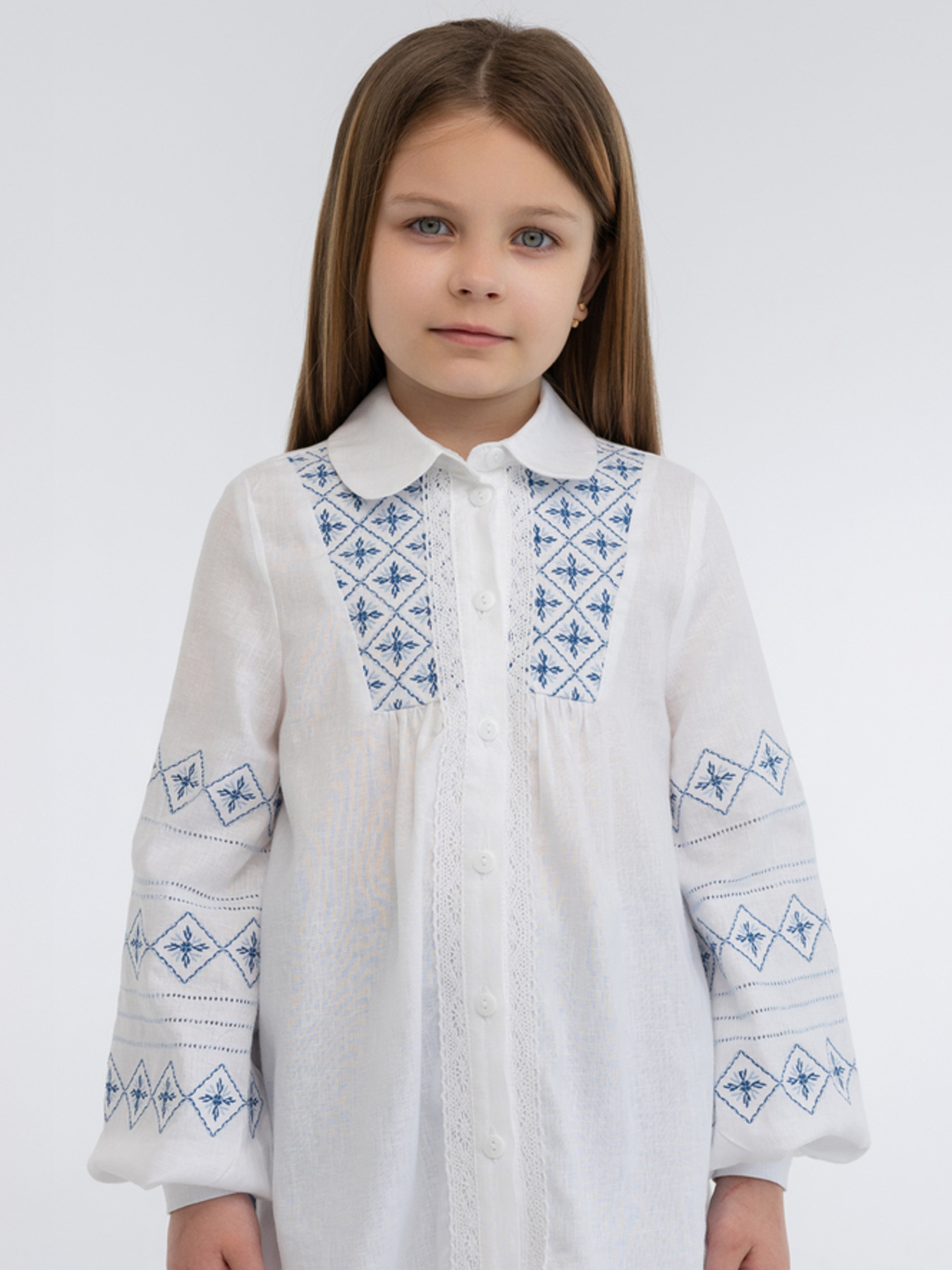 Вышитая рубашка Folk Moda модель fm3029-blij Фото