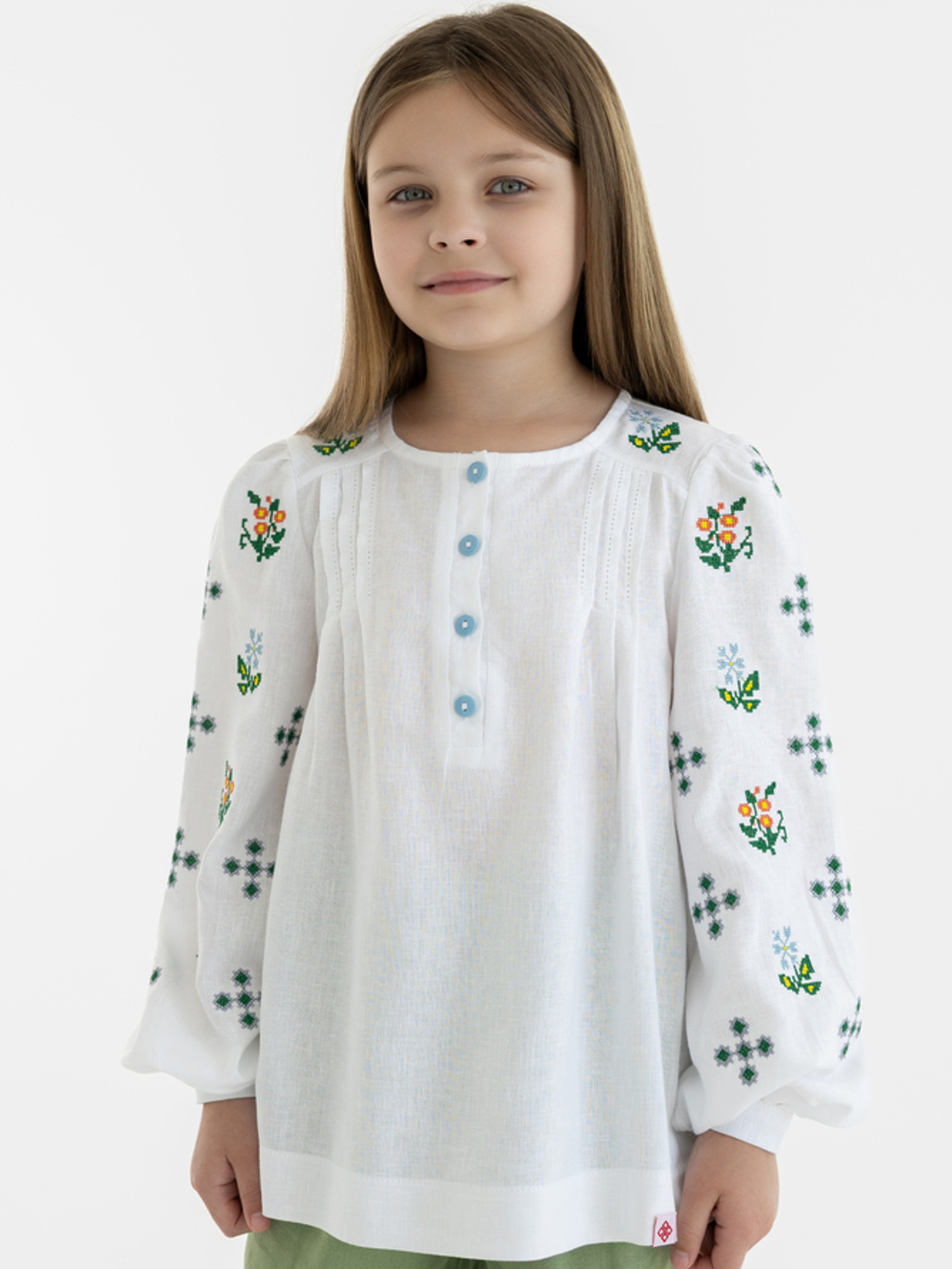 Вышитая рубашка Folk Moda модель fm3030-blij Фото