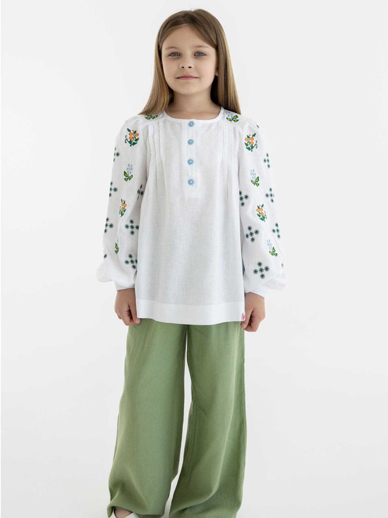 Вышитая рубашка Folk Moda модель fm3030-blij Фото