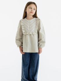 Вышитая рубашка Folk Moda модель fm3026-bezheviij Фото