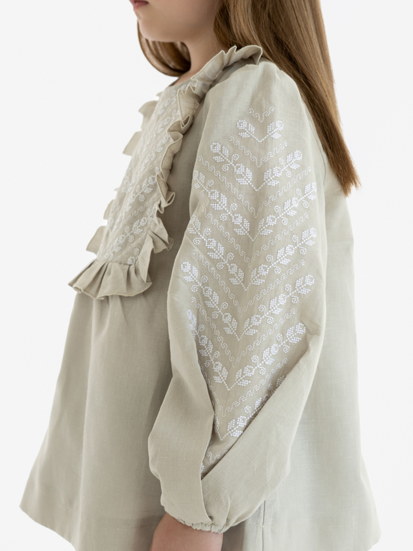 Вышитая рубашка Folk Moda модель fm3026-bezheviij Фото