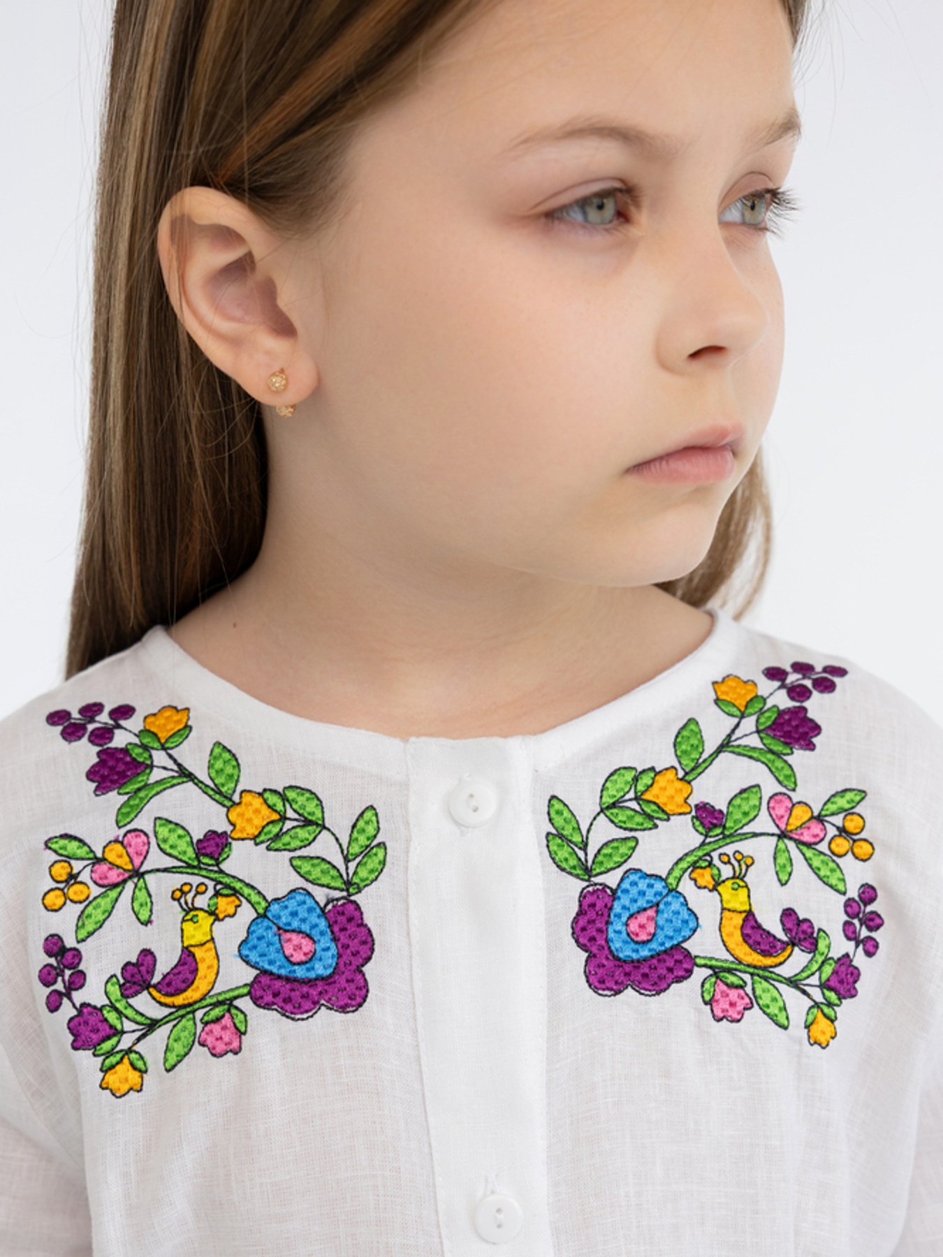 Вышитая рубашка Folk Moda модель fm3022-blij Фото